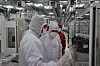 A government official looks around SK hynix's semiconductor factory in Cheongju, North Chungcheong. [NEWS1]