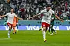 Poland's Robert Lewandowski celebrates scoring his side's second goal during the World Cup group C match between Poland and Saudi Arabia, at the Education City Stadium in Al Rayyan , Qatar on Saturday. [AP/YONHAP]