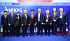 Korea Post acting President Cho Hae-keun, third from right, poses with CEOs of postal administrations linked to Kahala Posts Group in Bangkok, Thailand, on Thursday. [KOREA POST]