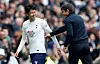 Son Heung-min, left, and Antonio Conte at Tottenham Hotspur Stadium in London on May 1. [REUTERS/YONHAP]
