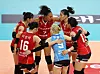 The Pepper Savings Bank AI Peppers players gather during a match against the GS Caltex Seoul Kixx on Oct. 22 at Pepper Stadium in Gwangju. [YONHAP]