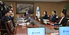 Bank of Korea Gov. Rhee Chang-yong, center, at the Monetary Policy Board meeting held in central Seoul on Friday. [BANK OF KOREA]