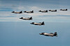 F-35A stealth fighters from both the South Korean and U.S. militaries fly in formation during the allies' first joint exercise involving the fighter on Oct. 11. [NEWS1]