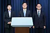 From left, Kim Eun-hye, Lee Kwan-sup and Lim Jong-deuk, new appointees to the Yoon Suk-yeol presidential office, take part in a press briefing at the presidential office in Yongsan District, central Seoul, Sunday. [NEWS1]