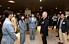 Hyundai Motor Group Executive Chair and head of the Korea Archery Association Euisun Chung talks to Korean national archery team athletes at the banquet hosted by the Hyundai Motor Group and Korea Archery Association on Tuesday at the Grand Walkerhill Seoul in Gwangjn District, eastern Seoul. [HYUNDAI MOTOR GROUP]