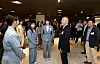Hyundai Motor Group Executive Chair and head of the Korea Archery Association Euisun Chung talks to Korean national archery team athletes at the banquet hosted by the Hyundai Motor Group and Korea Archery Association on Tuesday at the Grand Walkerhill Seoul in Gwangjn District, eastern Seoul. [HYUNDAI MOTOR GROUP]