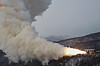 A solid-fuel engine for a 'new-type strategic weapons system' is tested on Dec. 15 in this footage broadcast by Pyongyang's state-controlled Korean Central News Television (KCTV). [YONHAP]