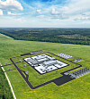 A computer-generated image of NuScale Power's small modular reactor plant [NUSCALE POWER]