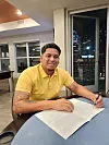 Ricardo Sanchez poses while signing a contract with the Hanwha Eagles in an image released by the club Thursday. [YONHAP]