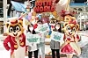 Lotte World employees pose for a photo on Wednesday in Songpa District, southern Seoul, after the company announced its plan to adopt Environmental, Social and Governance (ESG) practices. [LOTTE WORLD]