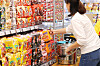 Samyang Foods products are displayed at a supermarket in Seoul on March 26. [YONHAP]