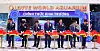 A Lotte World Aquarium opened at Lotte Mall West Lake Hanoi, Vietnam, on Tuesday. Lotte World CEO Choi Hong-hoon, center, and Vietnam National Authority of Tourism Chairman Nguyen Trung Khanh, third from right, participate in a ribbon-cutting ceremony at the shopping complex the same day. [LOTTE WORLD]