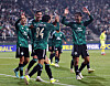 Jeonbuk Hyundai Motors players celebrate after Ahn Hyun-beom's goal during a 2023-24 AFC Champions League round of 16 match against the Pohang Steelers at Jeonju World Cup Stadium in Jeonju, North Jeolla on Wednesday. [NEWS1]