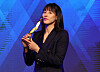 Kim Dan-bi poses for a photo after receiving the WKBL MVP award at an awards ceremony at the 63 Convention Center in Yeouido, western Seoul on Monday. [YONHAP]