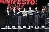 Boy band Enhypen at the showcase for its new EP “Manifesto : Day 1″ (2022) on July 4 at Yonsei University’s 100th Anniversary Memorial Hall in Seodaemun District, western Seoul. [YONHAP]