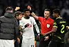Tottenham Hotspur manager Antonio Conte is shown a red card by referee Danny Makkelie [REUTERS/YONHAP]
