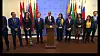 Robert Wood, alternative permanent representative of the United States to the UN, center, speaks with the press with nine other members of the council, including South Korean Ambassador to the UN Hwang Joon-kook, left from center, to condemn North Korea's recent intercontinental ballistic missile launch after the council meeting in New York on Tuesday. [SCREEN CAPTURE OF UN WEB TV]