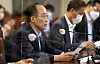 Finance Minister Choo Kyung-ho speaks at a meeting held to discuss the economy in central Seoul on Thursday. [YONHAP]