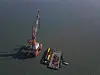 Monopiles made by GS Entec are being installed at the Yeonggwang Nakwol Offshore Wind Farm in Yeonggwang, South Jeolla. [GS ENTEC]