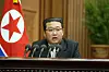 North Korean leader Kim Jong-un addresses the Supreme People's Assembly on Wednesday. [NEWS1]