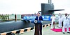 President Yoon Suk Yeol offers Korean and American troops words of encouragement as he visits the USS Kentucky, a U.S. nuclear-capable ballistic missile submarine (SSBN), docked in Busan on Wednesday. [JOINT PRESS CORPS]