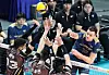 Seoul Woori Card Woori Won's Matej Kok, right, attacks during a V League game against Ansan OK Financial Group Okman at Jangchung Arena in central Seoul on Jan. 10. [NEWS1]