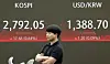 A screen in Hana Bank's trading room in central Seoul shows the Kospi closing at 2,792.05 points on Wednesday, up 0.64 percent, or 17.66 points, from the previous trading session.[NEWS1]
