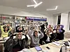 Liuthanian students pose with their Korean language teacher Lee Jun-eon in a beginner-level Korean language program of the King Sejong Institute at Mykolas Romeris University on Feb. 7. [ESTHER CHUNG]