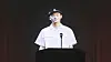 Hologram of Kim Chan-do, a student independence fighter, addresses the descendants of independence activists gathered at the Independence Hall of Korea in Cheonan, South Chungcheong, on July 15. [BINGGRAE]