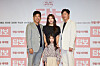From left, actors Sung Dong-il, Ha Ji-won, Kim Hee-won and child actor Kim Soi pose for the camera at an online press event for their film 'The Pawn.' [CJ ENTERTAINMENT]