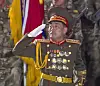 Gen. Kim Jong-gil, North Korea's new head of the Strategic Force, marching with troops in a military parade on Saturday as seen in footage from the official Korean Central Television. [YONHAP]