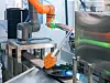 A Hanwha Robotics cooking robot serves up a pork cutlet at a rest stop on Feb. 16. [HANWHA ROBOTICS]
