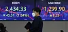 A screen in Hana Bank's trading room in central Seoul shows the Kospi closing at 2,434.33 points on Friday, down 45.51 points, or 1.84 percent, from the previous trading day. [YONHAP]