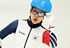 Kim Bo-reum reacts after completing the women's mass start semifinals at the National Speed Skating Oval in Beijing on Saturday. [NEWS1]