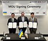 Officials from Korea Airports Corporation, Boryspil International Airport Corporation, and Hyundai Engineering & Construction pose for a photo after signing an MOU for the expansion of Ukraine's airport infrastructure during a ceremony held in Warsaw, Poland, on Sunday. [KOREA AIRPORTS CORPORATION]