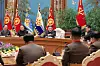 North Korean leader Kim Jong-un, center, presides over an enlarged meeting of the Central Military Commission of the ruling Workers' Party of Korea on Monday. [KOREAN CENTRAL NEWS AGENCY]