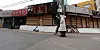 Pedestrians walk by closed restaurants in Sinchon, western Seoul, on Tuesday. Korea's industrial landscape dramatically changed over the past five years as manufacturing, retail and service businesses shrunk. [NEWS1]