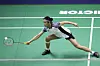 An Se-young returns a shot to Michelle Li of Canada during their women's singles qualifying match at Thomas & Uber Cup in Bangkok, Thailand, on Tuesday. An won the match 21-19, 21-13. [AP/YONHAP]