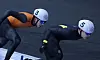 Beijing Olympics men’s mass start silver medalist Chung Jae-won, left, races alongside Kim Min-seok at the National Winter Sports Festival at Taereung International Skating Rink in northern Seoul on Feb. 23. Chung was named MVP at the National Winter Sports Festival on Monday. [NEWS1]