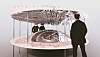 “Beneath the City: Rivers” by Gambjts has viewers focus on a mirrored half-sphere that reflects an upside-down city. It sheds light on the hidden waterways of Toronto, and proposes their excavation and embankment to commit to establishing resilient urbanism. [SEOUL BIENNALE OF ARCHITECTURE AND URBANISM]