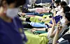 Members of the Shincheonji Church of Jesus in Daegu participate in their second blood plasma donation clinic on Thursday at the Daegu Athletics Promotion Center in Suseong District, Daegu. On the first day of donations, which will continue until Sept. 4, there were 1,100 donors from the religious group who have recovered from the coronavirus. [YONHAP]