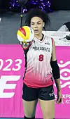 Elizabet Inneh-Varga of Daejeon Korea Ginseng Corporation in action during a V League game against the Incheon Heungkuk Life Pink Spiders at Samsan World Gymnasium in Incheon on Jan. 25. [NEWS1]