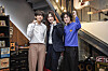 From left: Lee Seung-yoon, Jeong Hong-il and Lee Mu-jin pose for photos before the online press conference for JTBC's spin-off of ″Sing Again″ audition program, ″Famous Singer,″ on Friday afternoon. [JTBC]