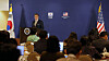 John Kirby, White House National Security Council coordinator for strategic communications, takes questions from Korean reporters at a press conference at a hotel in Washington Tuesday. [JOINT PRESS CORPS]