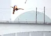 Korea's first professional high diver, Choi Byung-hwa, jumps off the Yanghwa Bridge in Seoul on Wednesday during the Red Bull Cliff Diving event. Along with Choi, British national Adian Heslop and Australian Xantheia Pennisi took the 18-meter (60-foot) plunge into the water. The Cliff Diving World Series has been held every year since 2009. This is the first time for it to be held in Korea. [YONHAP]