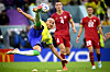 Richarlison scores Brazil's second goal in a 2022 Qatar World Cup Group G match against Serbia at Lusail Stadium in Lusail, Qatar on Thursday. Tottenham Hotspur forward Richarlison was responsible for both goals in the win.  [EPA/YONHAP]