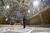 Gianni Crea, the Vatican Museums chief ″Clavigero″ key-keeper, walks through the Sistine Chapel as he opens the museum, at the Vatican, on Feb. 1.[YONHAP/AP]