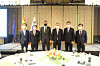 From third from right, Ban Ki-moon. former secretary general of the United Nations; Juan Ignacio Morro Villacian, ambassador of Spain to Korea; and Park Hee-kwon, former ambassador of Korea to Spain, celebrate the 70th anniversary of ties between Spain and Korea at the Four Seasons Seoul on Oct. 28. [EMBASSY OF SPAIN IN KOREA]