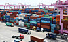 Containers stacked up at a port in Incheon on April 14. [NEWS1]