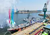 The 3,200-ton Philippine patrol vessel 'BRP Miguel Malvar,' launched Tuesday at HD Hyundai Heavy Industries' headquarters in Ulsan. [HD HYUNDAI]